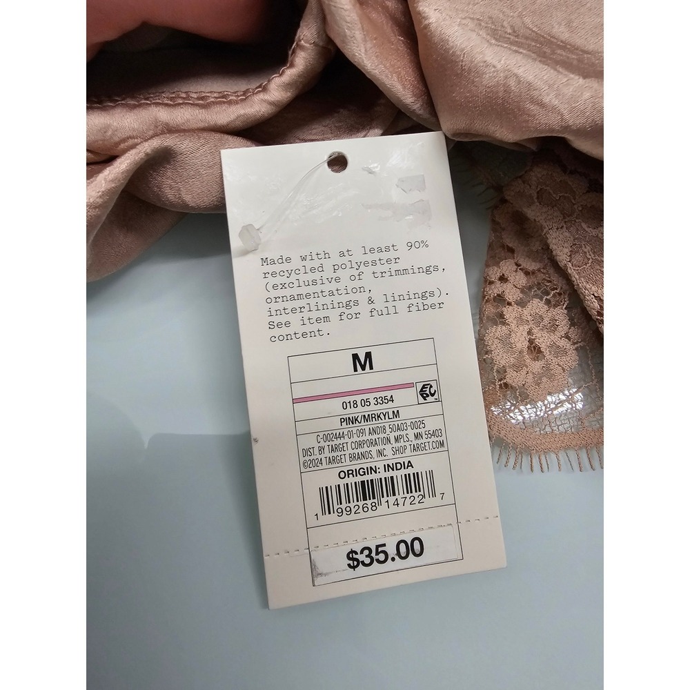 A New Day Pink‎ Satin Lace Trim Midi Skirt Size M 018053354 - Picture 3 of 7